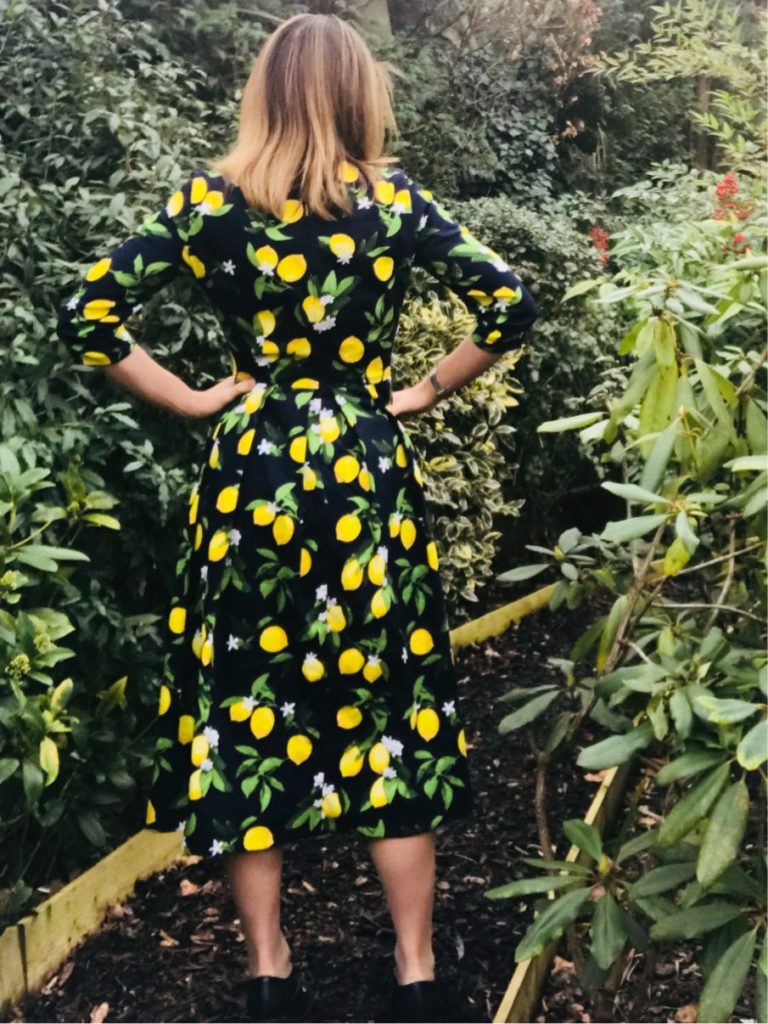 Navy and lemon shop dress